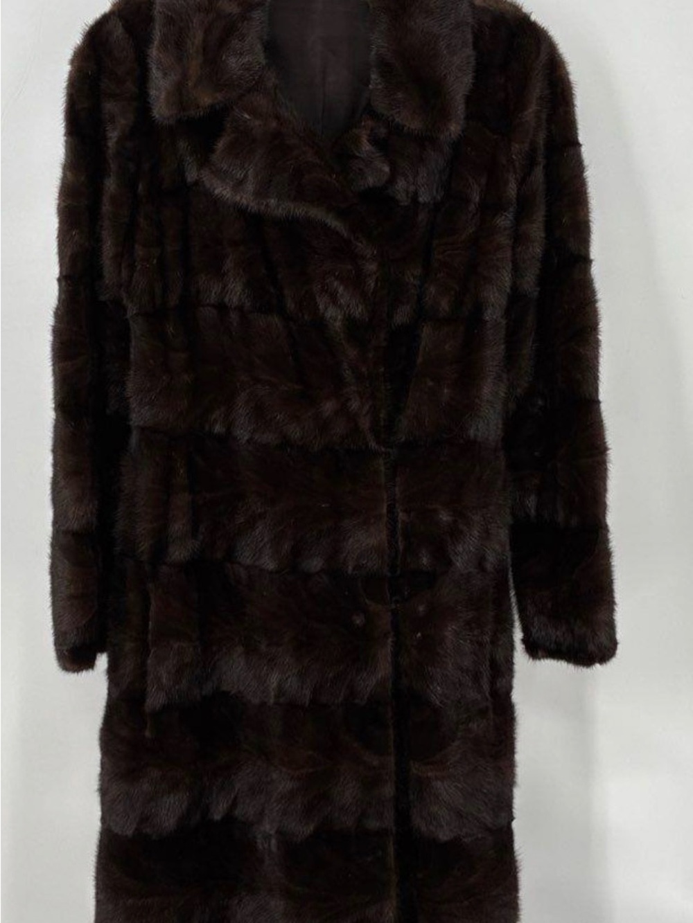 Vintage Dark Brown GenuineFur Long Coat - Women